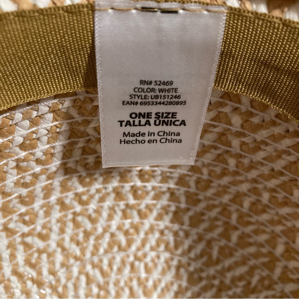 NWOT Sun Hat Vintage 80s 90s White Tan Women's One Size - Picture 5 of 6